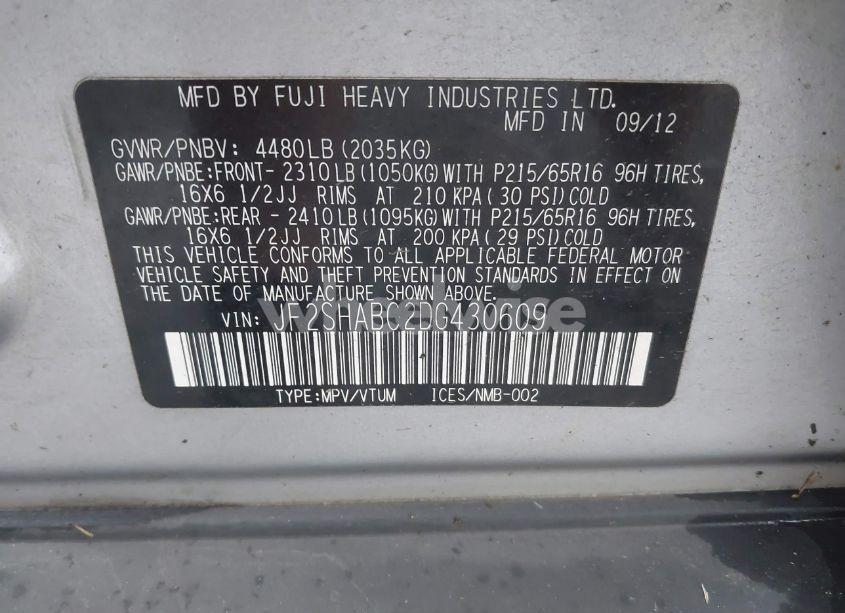 Photo 9 of 2013 Subaru Forester 2.5X (VIN JF2SHABC2DG430609)