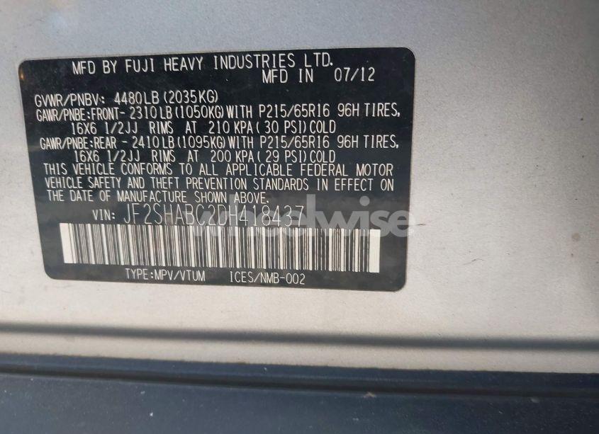 Photo 9 of 2013 Subaru Forester 2.5X (VIN JF2SHABC2DH418437)