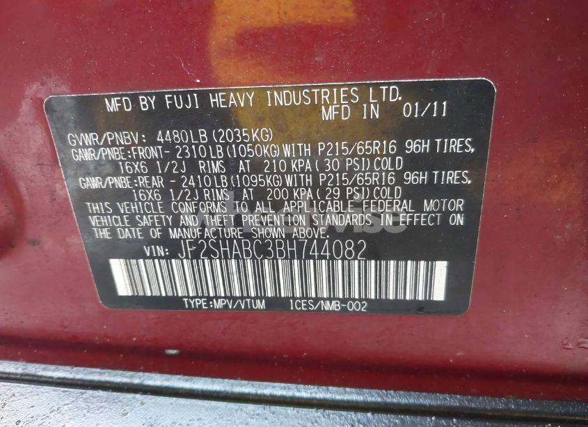 Photo 9 of 2011 Subaru Forester 2.5X (VIN JF2SHABC3BH744082)