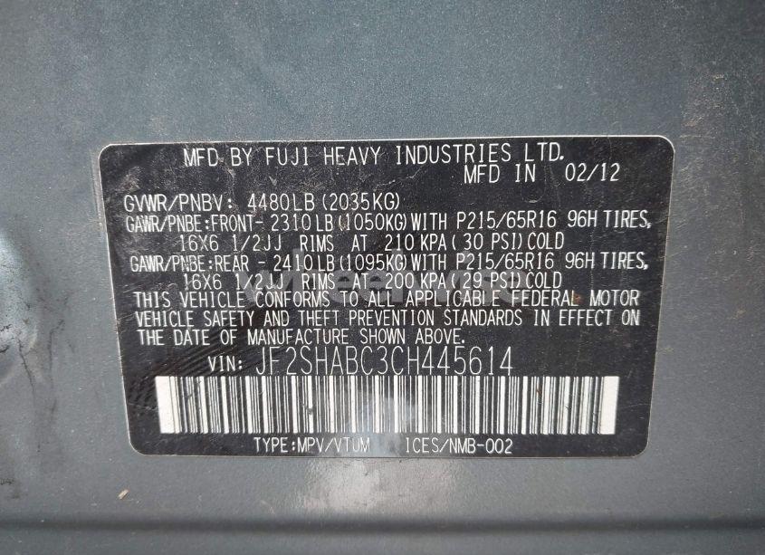 Photo 9 of 2012 Subaru Forester 2.5X (VIN JF2SHABC3CH445614)