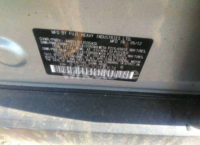 Photo 9 of 2012 Subaru Forester 2.5X (VIN JF2SHABC3CH470674)