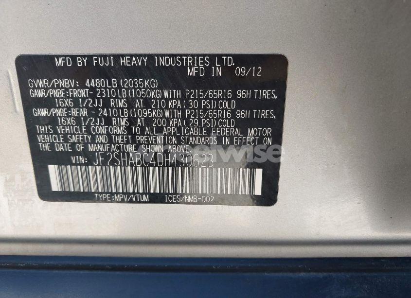 Photo 9 of 2013 Subaru Forester 2.5X (VIN JF2SHABC4DH430623)