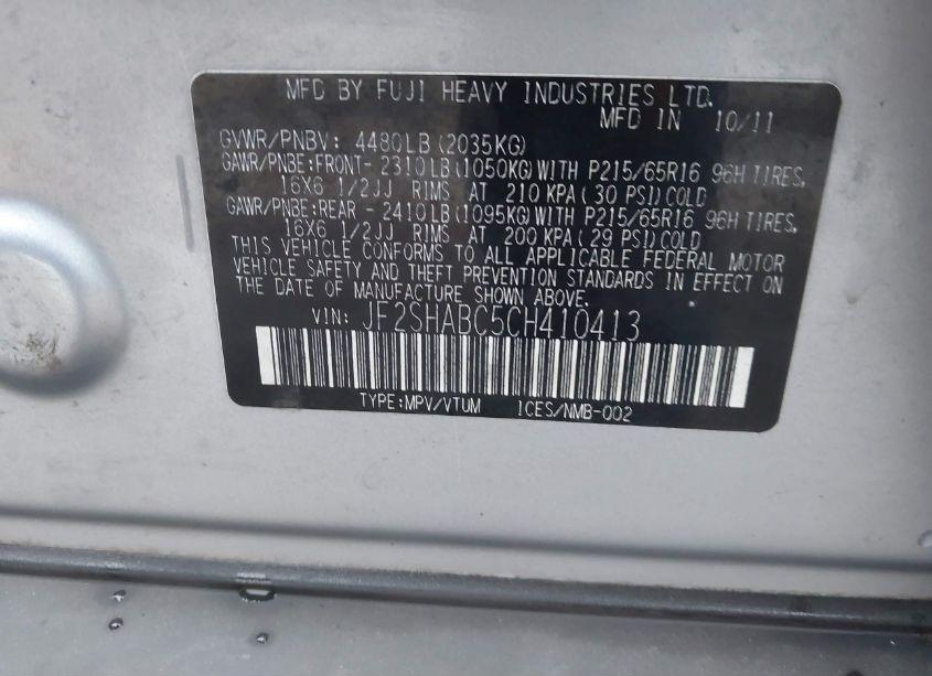 Photo 9 of 2012 Subaru Forester 2.5X (VIN JF2SHABC5CH410413)