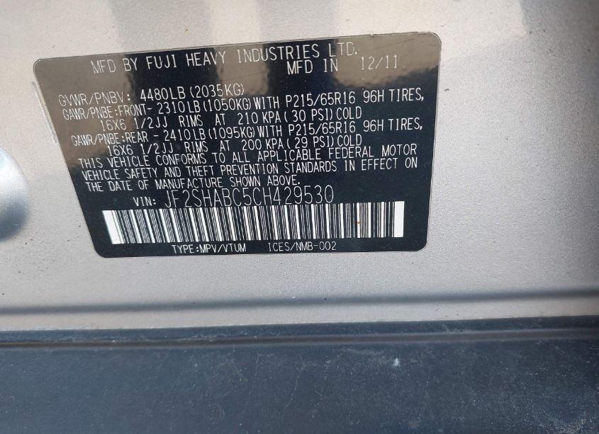 Photo 9 of 2012 Subaru Forester 2.5X (VIN JF2SHABC5CH429530)