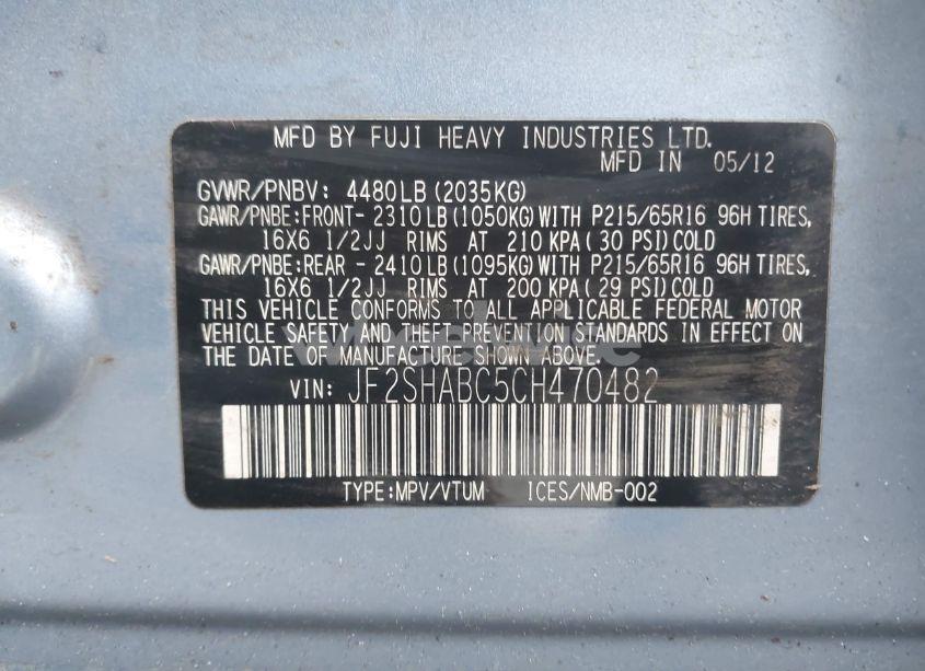 Photo 9 of 2012 Subaru Forester 2.5X (VIN JF2SHABC5CH470482)