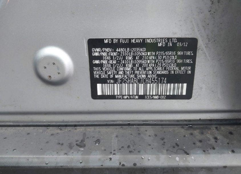 Photo 9 of 2012 Subaru Forester 2.5X (VIN JF2SHABC7CH455174)