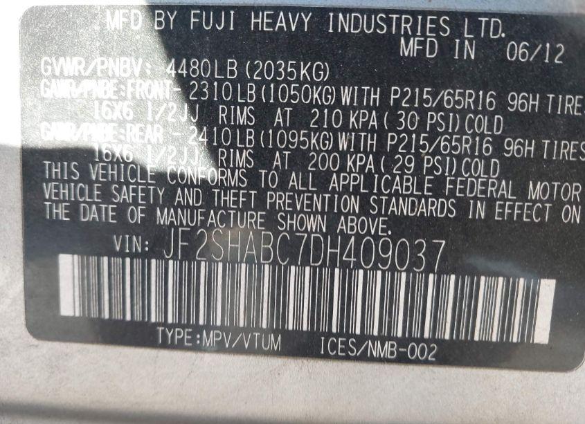 Photo 9 of 2013 Subaru Forester 2.5X (VIN JF2SHABC7DH409037)