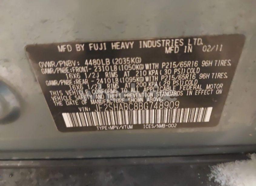Photo 9 of 2011 Subaru Forester 2.5X (VIN JF2SHABC8BG748909)