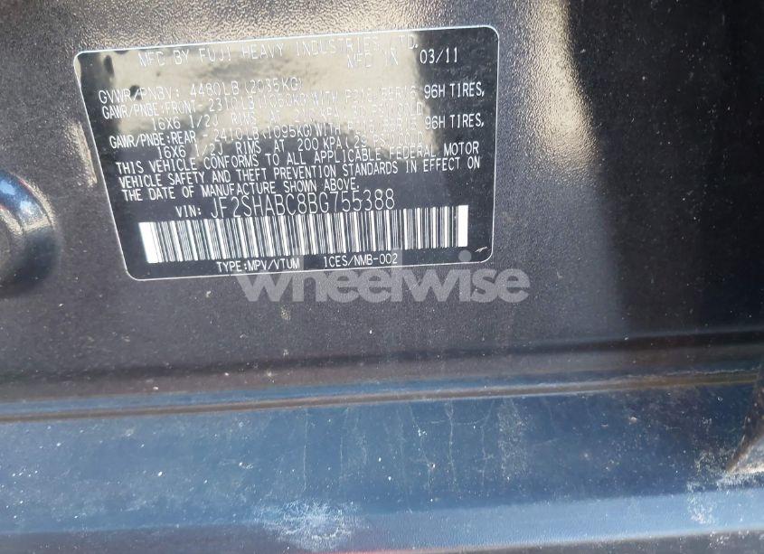 Photo 9 of 2011 Subaru Forester 2.5X (VIN JF2SHABC8BG755388)