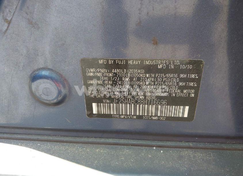 Photo 9 of 2011 Subaru Forester 2.5X (VIN JF2SHABC8BH716696)