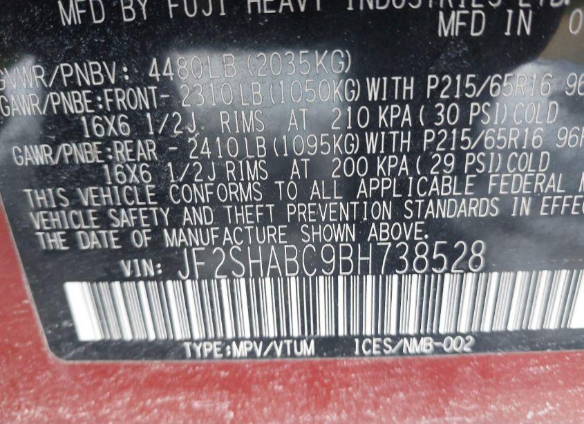 Photo 9 of 2011 Subaru Forester 2.5X (VIN JF2SHABC9BH738528)