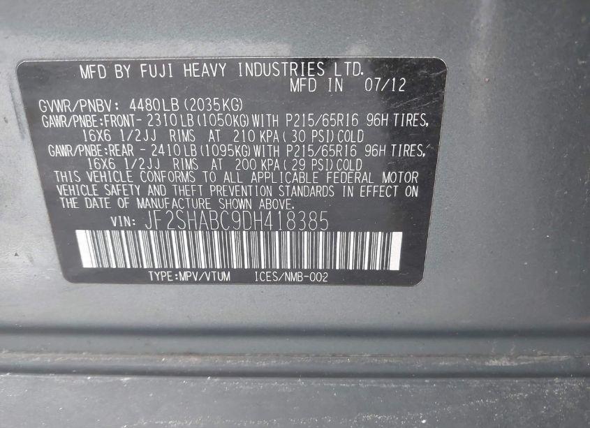 Photo 9 of 2013 Subaru Forester 2.5X (VIN JF2SHABC9DH418385)