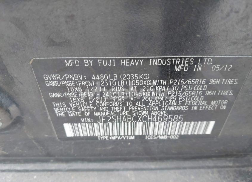 Photo 9 of 2012 Subaru Forester 2.5X (VIN JF2SHABCXCH469585)