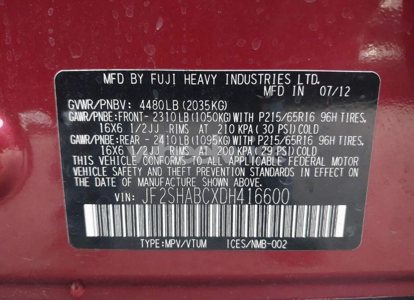 Photo 9 of 2013 Subaru Forester 2.5X (VIN JF2SHABCXDH416600)