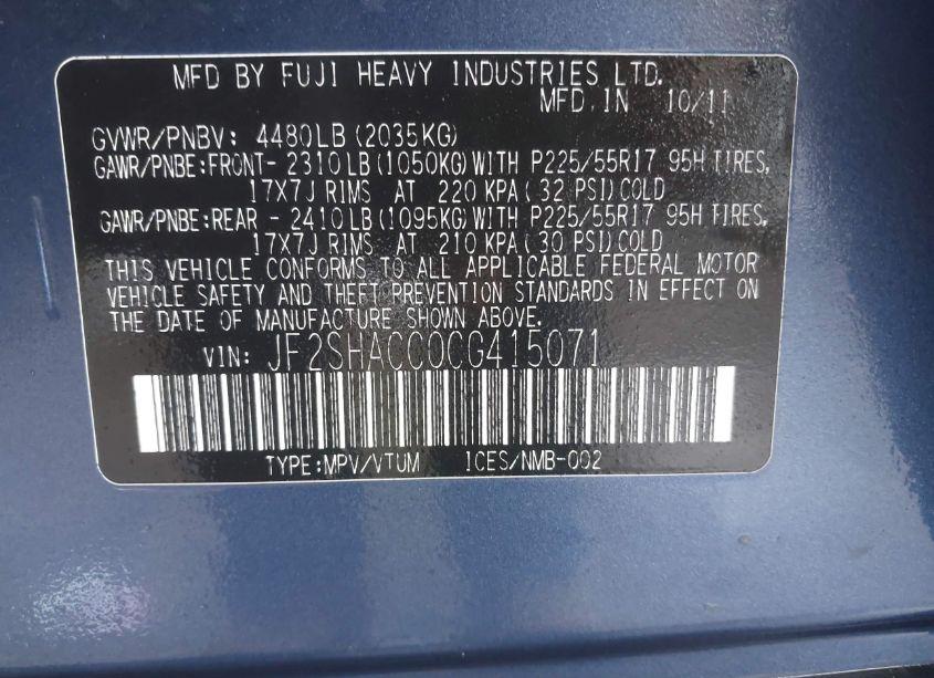 Photo 9 of 2012 Subaru Forester 2.5X PREMIUM (VIN JF2SHACC0CG415071)