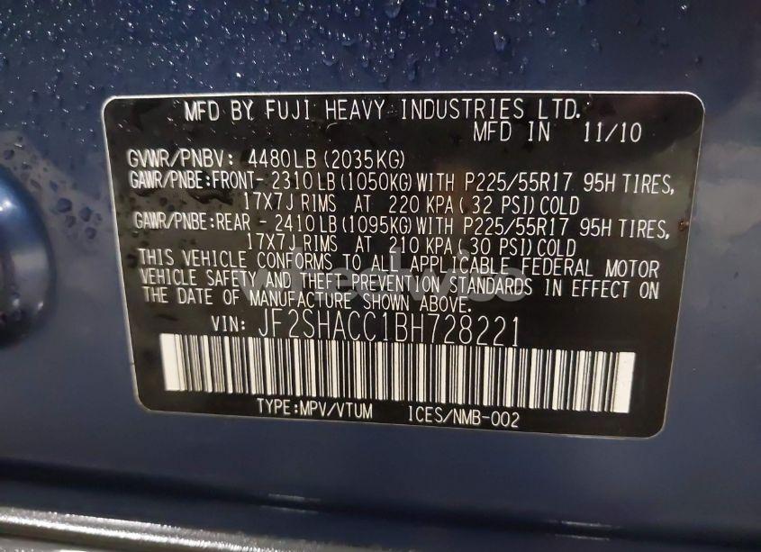 Photo 9 of 2011 Subaru Forester 2.5X PREMIUM (VIN JF2SHACC1BH728221)