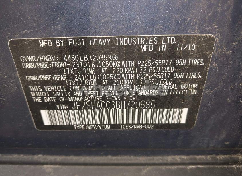 Photo 9 of 2011 Subaru Forester 2.5X PREMIUM (VIN JF2SHACC3BH720685)