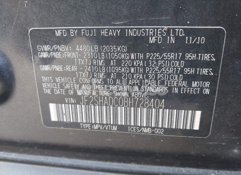 Photo 9 of 2011 Subaru Forester 2.5X PREMIUM (VIN JF2SHADC0BH728404)