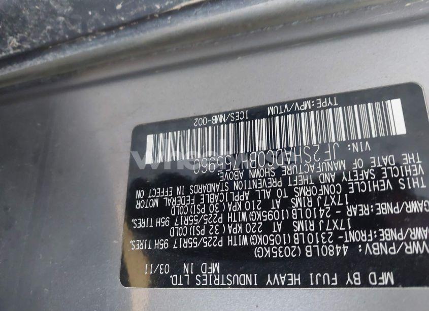 Photo 9 of 2011 Subaru Forester 2.5X PREMIUM (VIN JF2SHADC0BH755960)