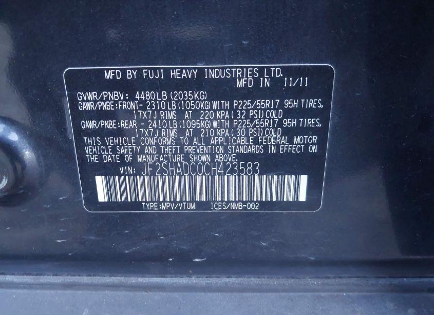 Photo 9 of 2012 Subaru Forester 2.5X PREMIUM (VIN JF2SHADC0CH423583)