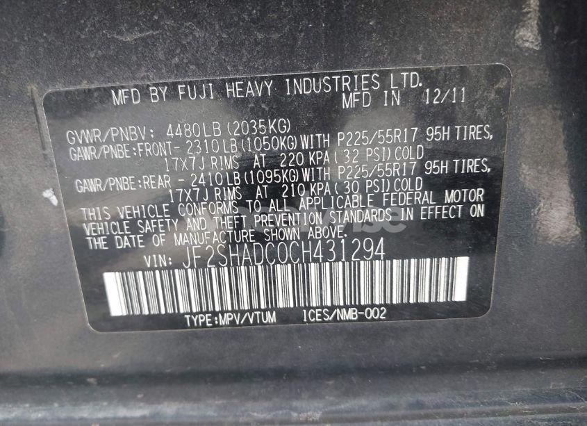 Photo 9 of 2012 Subaru Forester 2.5X PREMIUM (VIN JF2SHADC0CH431294)