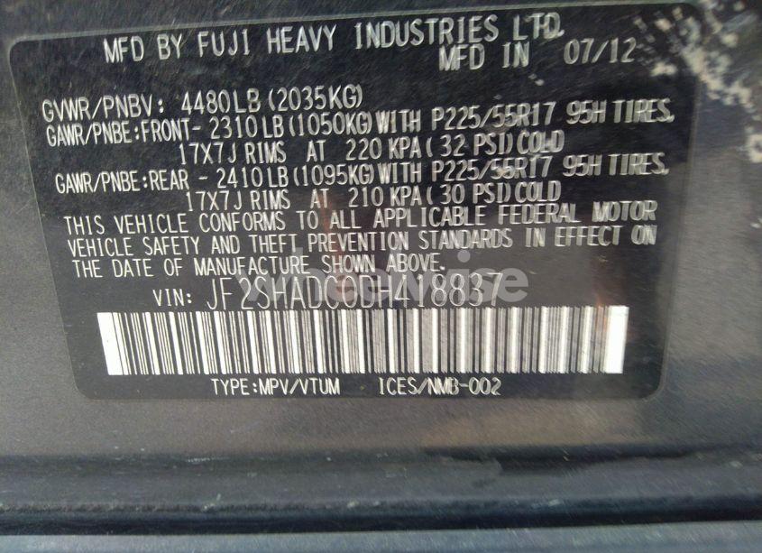 Photo 9 of 2013 Subaru Forester 2.5X PREMIUM (VIN JF2SHADC0DH418837)