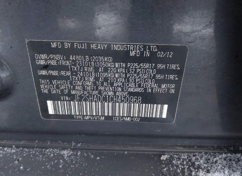 Photo 9 of 2012 Subaru Forester 2.5X PREMIUM (VIN JF2SHADC1CH450968)