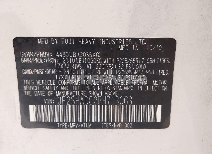 Photo 9 of 2011 Subaru Forester 2.5X PREMIUM (VIN JF2SHADC2BH713063)