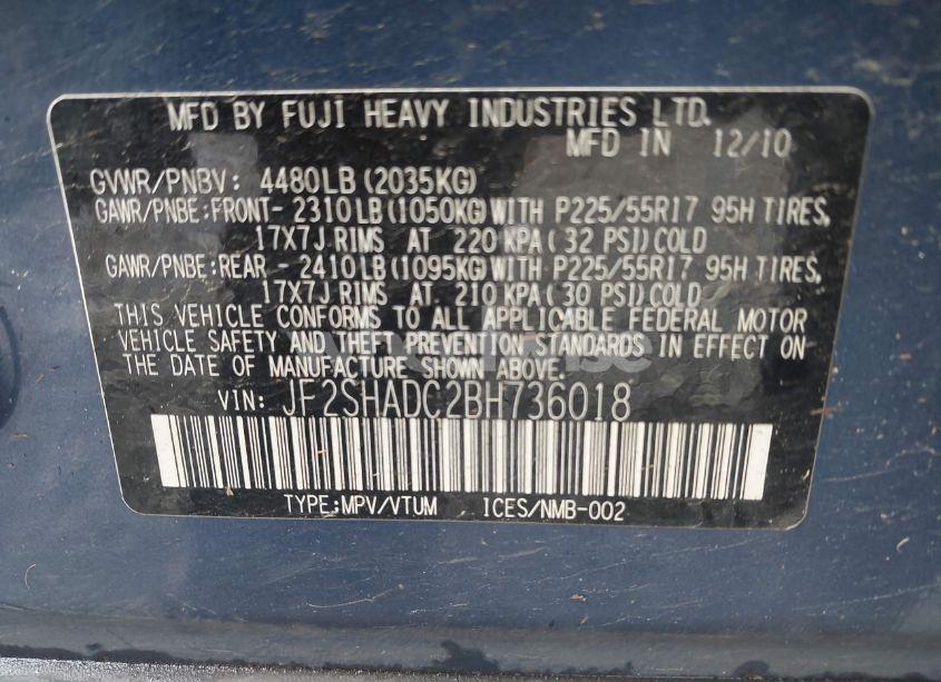 Photo 9 of 2011 Subaru Forester 2.5X PREMIUM (VIN JF2SHADC2BH736018)