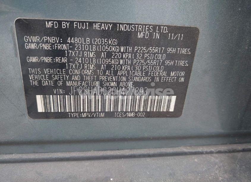 Photo 9 of 2012 Subaru Forester 2.5X PREMIUM (VIN JF2SHADC2CH427893)