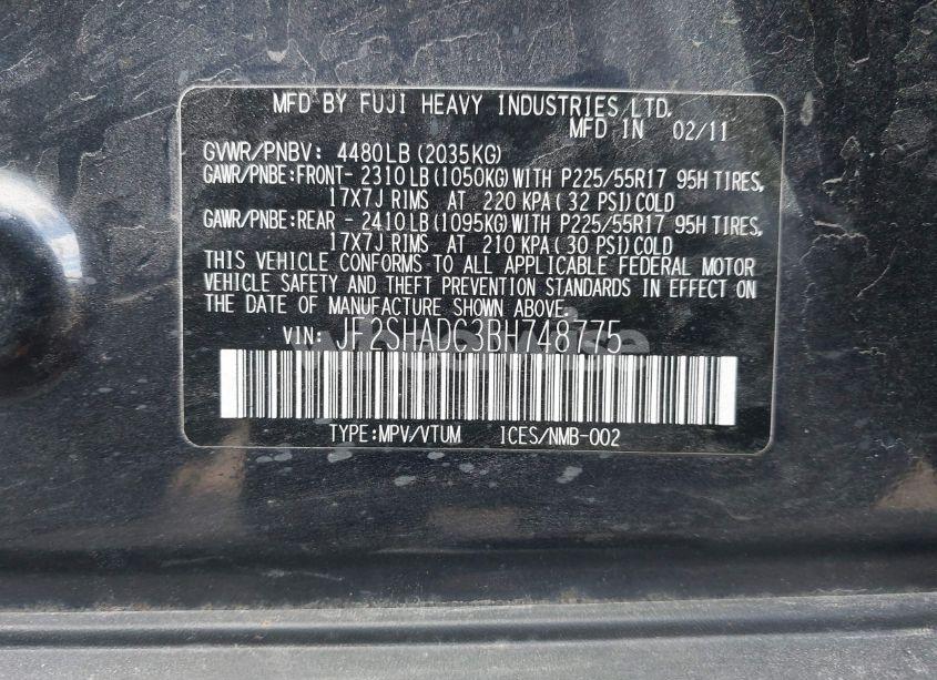 Photo 9 of 2011 Subaru Forester 2.5X PREMIUM (VIN JF2SHADC3BH748775)