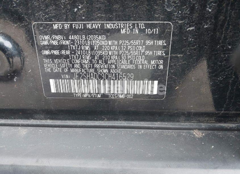 Photo 9 of 2012 Subaru Forester 2.5X PREMIUM (VIN JF2SHADC3CH416529)