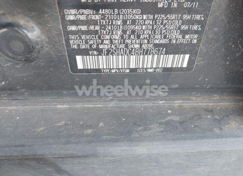 Photo 9 of 2011 Subaru Forester 2.5X PREMIUM (VIN JF2SHADC4BH778674)