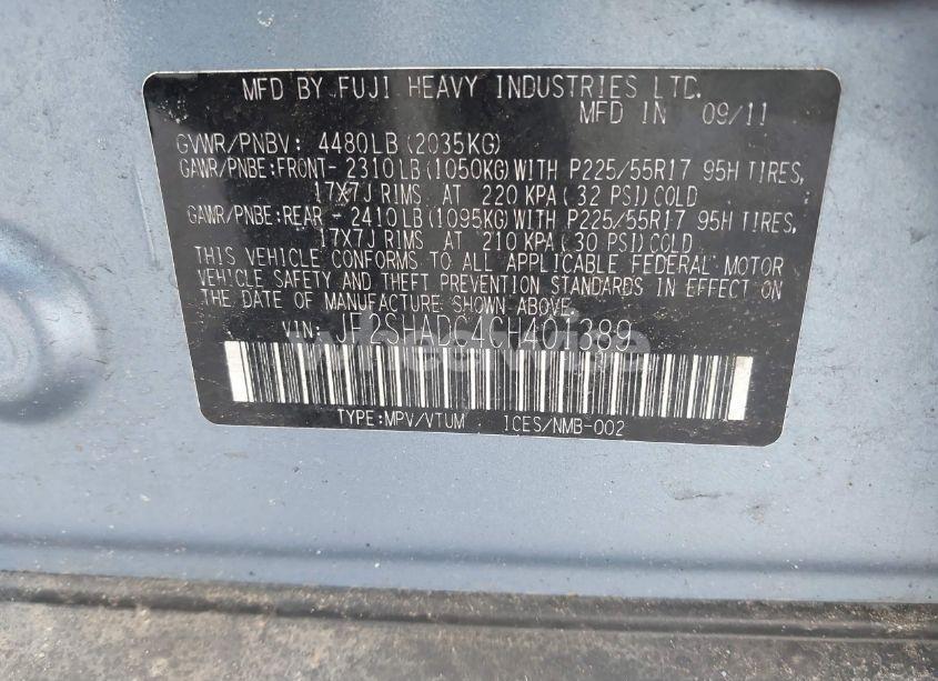 Photo 9 of 2012 Subaru Forester 2.5X PREMIUM (VIN JF2SHADC4CH401389)