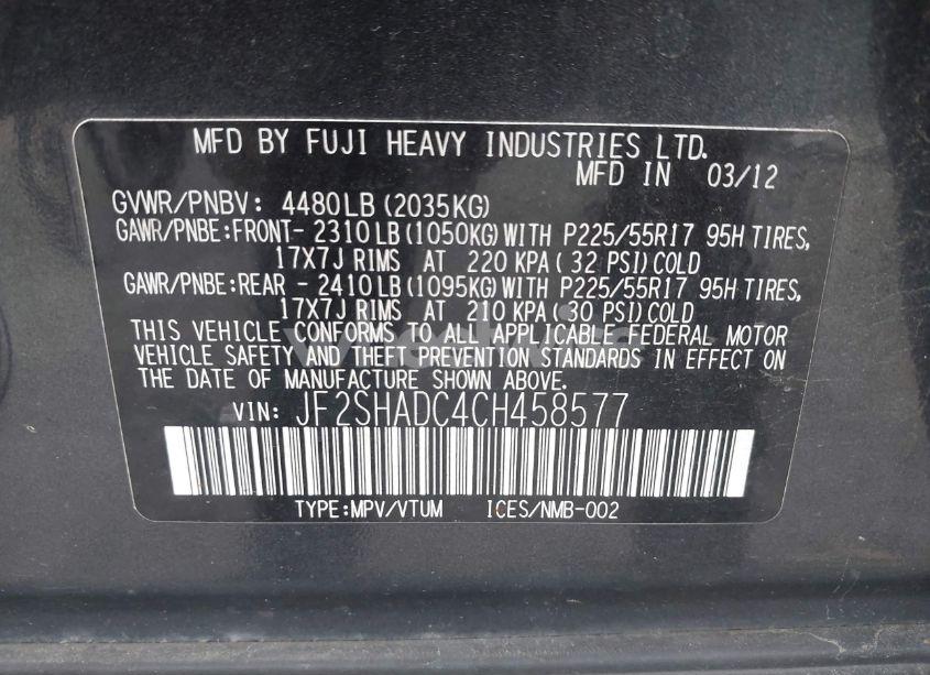 Photo 9 of 2012 Subaru Forester 2.5X PREMIUM (VIN JF2SHADC4CH458577)