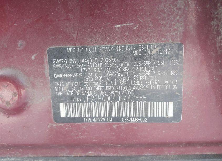 Photo 9 of 2013 Subaru Forester 2.5X PREMIUM (VIN JF2SHADC4DH441585)