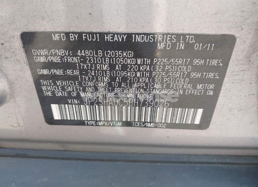 Photo 9 of 2011 Subaru Forester 2.5X PREMIUM (VIN JF2SHADC5BH739026)