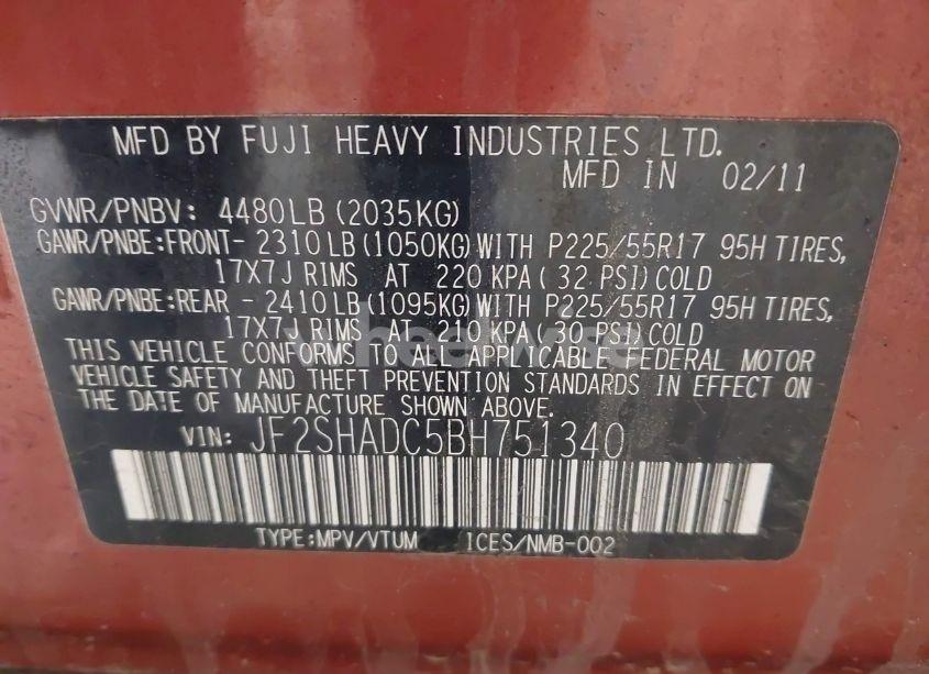 Photo 9 of 2011 Subaru Forester 2.5X PREMIUM (VIN JF2SHADC5BH751340)