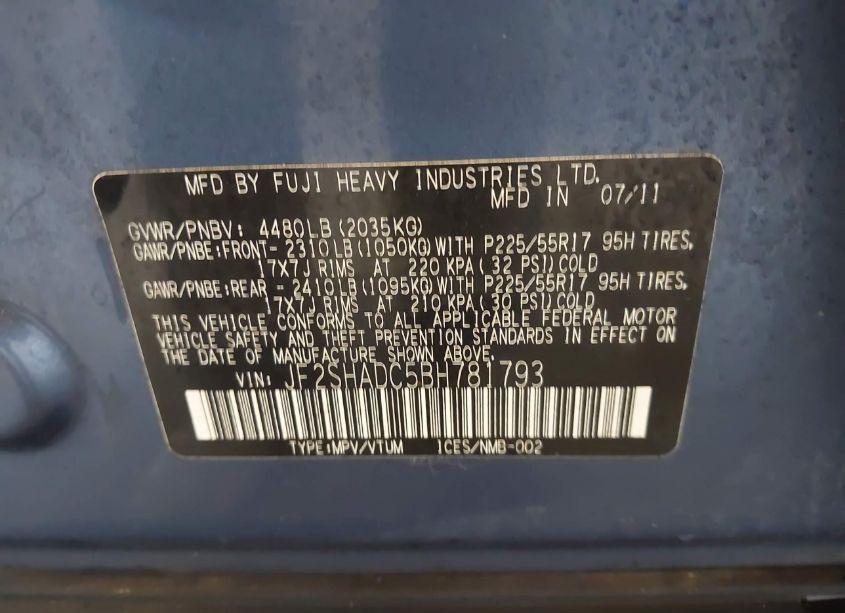Photo 9 of 2011 Subaru Forester 2.5X PREMIUM (VIN JF2SHADC5BH781793)