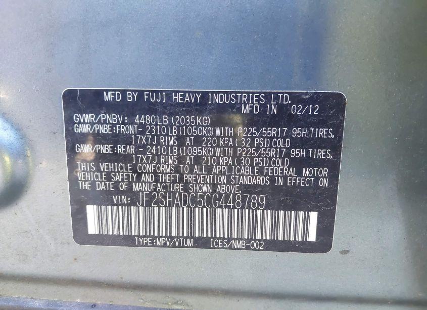 Photo 9 of 2012 Subaru Forester 2.5X PREMIUM (VIN JF2SHADC5CG448789)