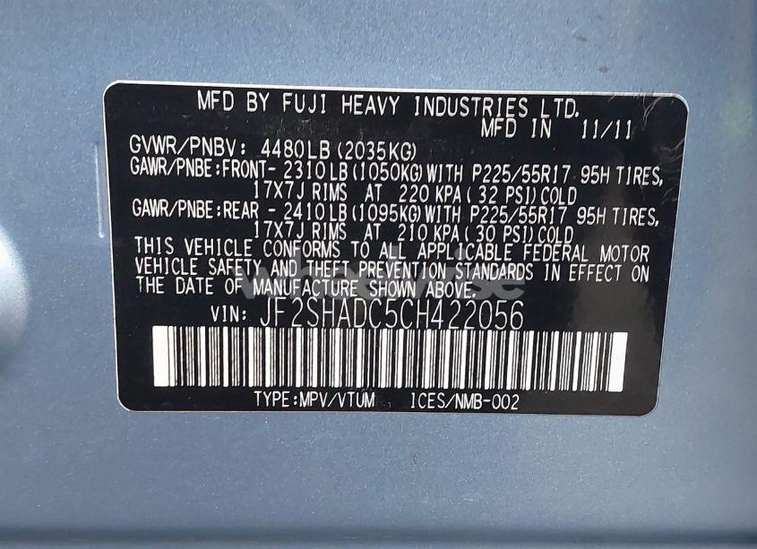 Photo 9 of 2012 Subaru Forester 2.5X PREMIUM (VIN JF2SHADC5CH422056)