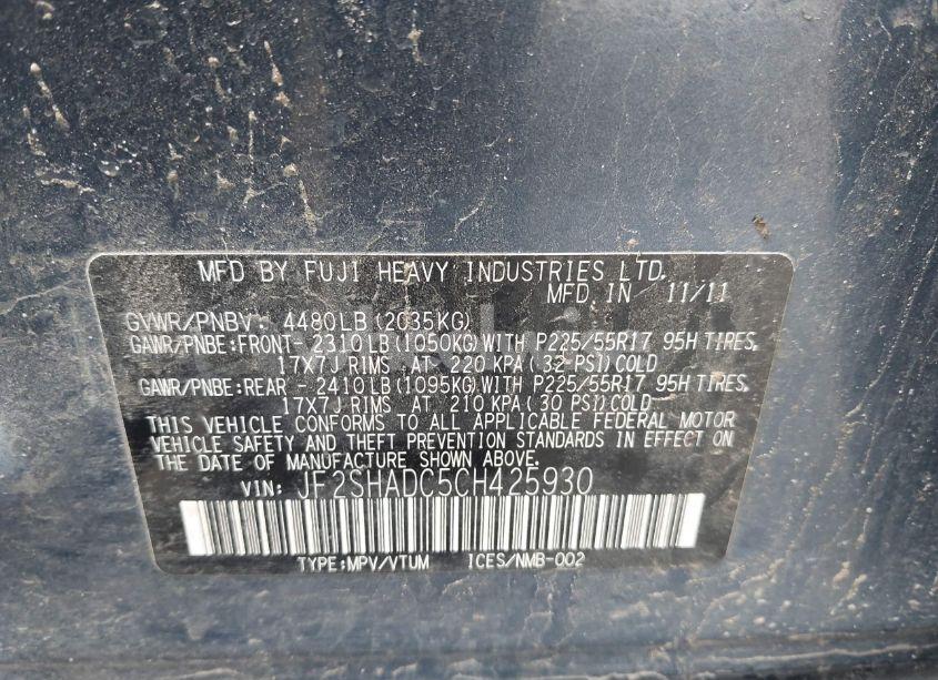 Photo 9 of 2012 Subaru Forester 2.5X PREMIUM (VIN JF2SHADC5CH425930)