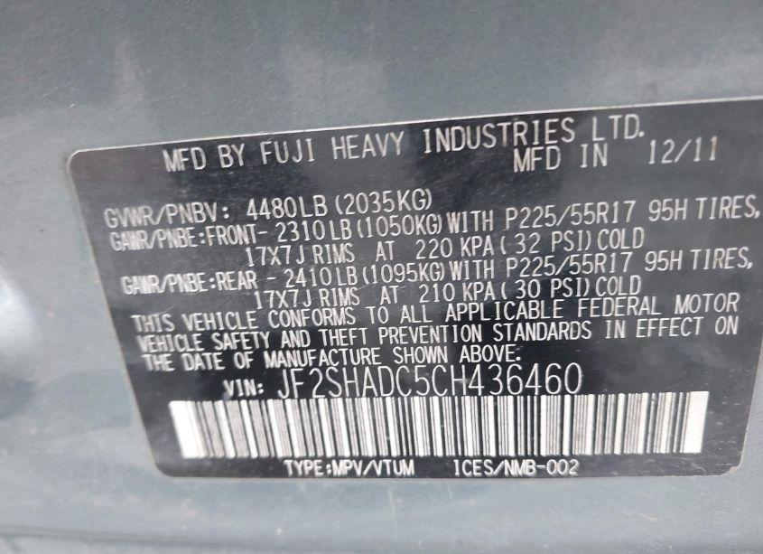 Photo 9 of 2012 Subaru Forester 2.5X PREMIUM (VIN JF2SHADC5CH436460)