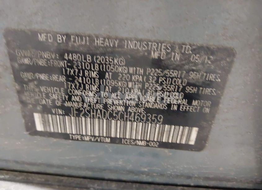 Photo 9 of 2012 Subaru Forester 2.5X PREMIUM (VIN JF2SHADC5CH469359)