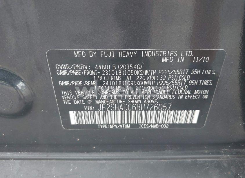 Photo 9 of 2011 Subaru Forester 2.5X PREMIUM (VIN JF2SHADC6BH726057)