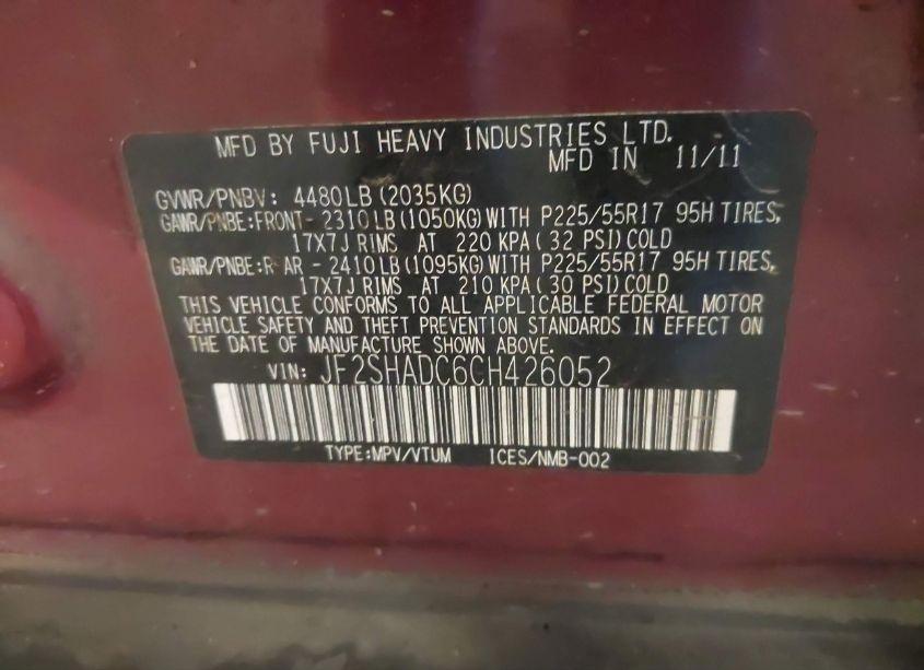 Photo 9 of 2012 Subaru Forester 2.5X PREMIUM (VIN JF2SHADC6CH426052)