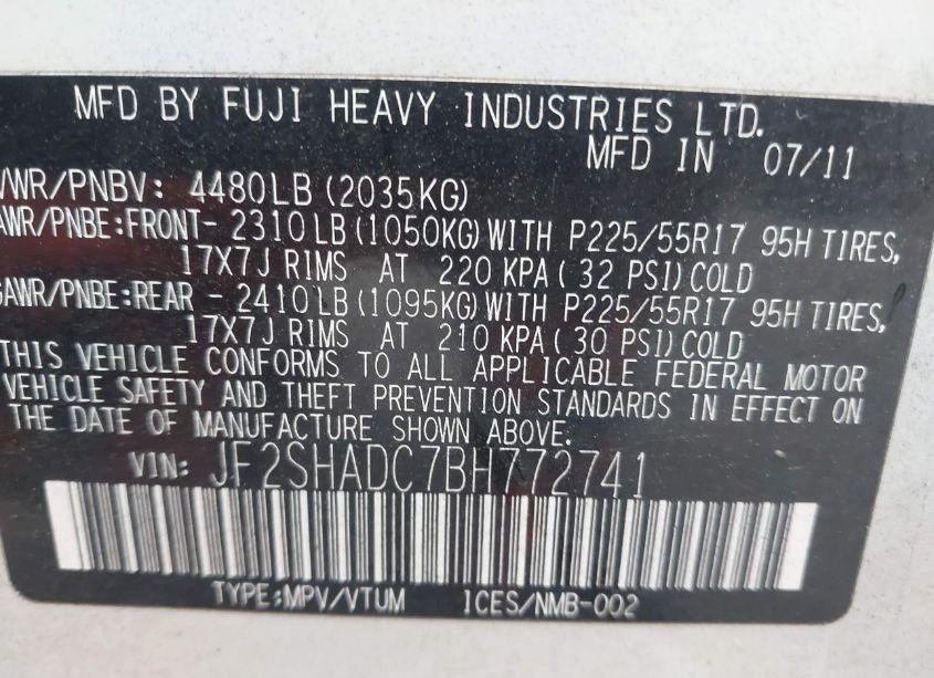 Photo 9 of 2011 Subaru Forester 2.5X PREMIUM (VIN JF2SHADC7BH772741)
