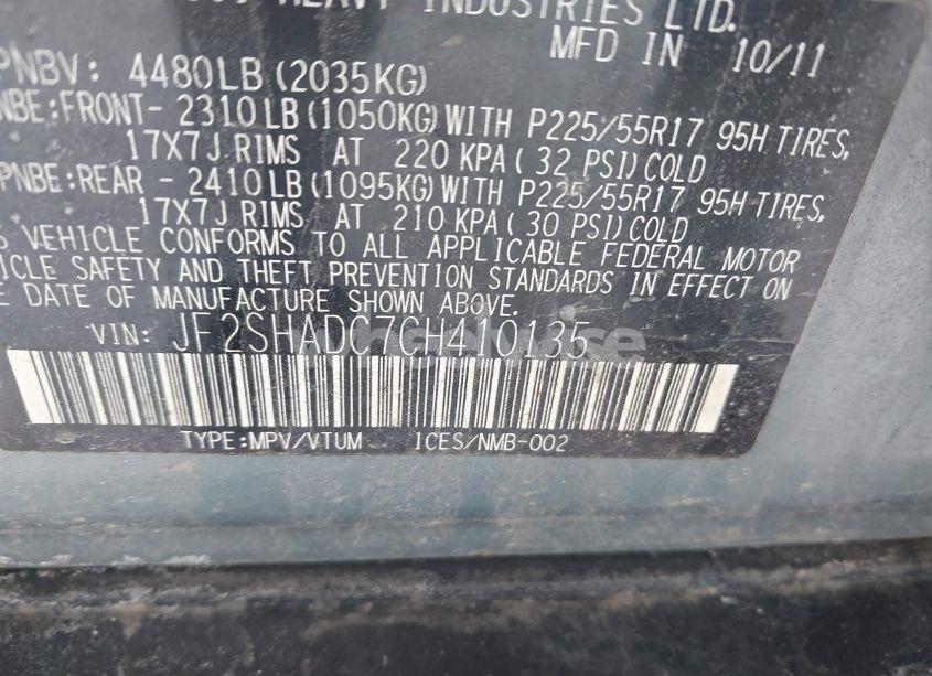 Photo 9 of 2012 Subaru Forester 2.5X PREMIUM (VIN JF2SHADC7CH410135)