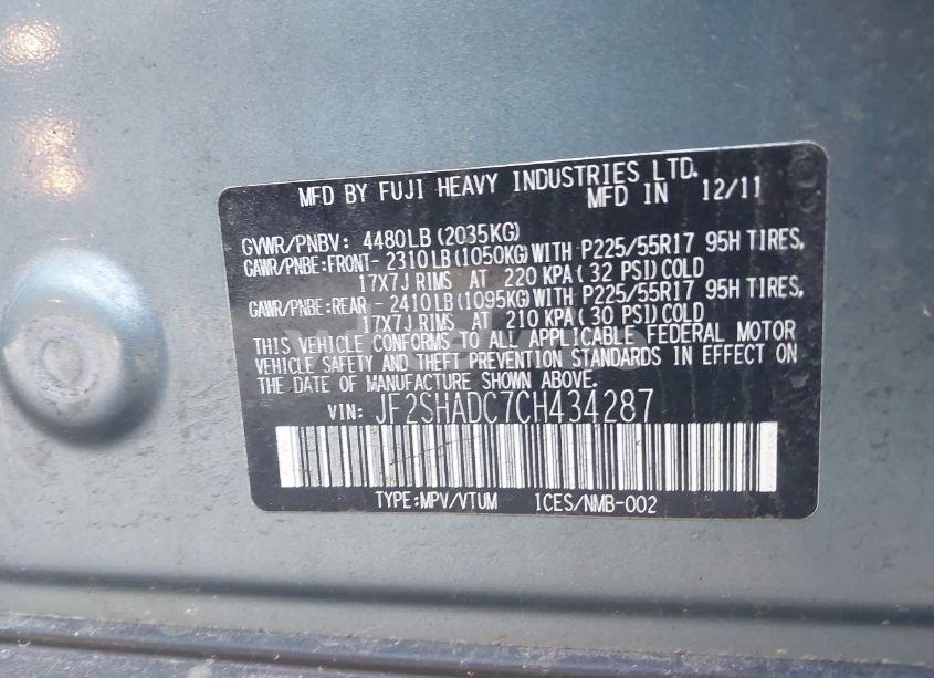 Photo 9 of 2012 Subaru Forester 2.5X PREMIUM (VIN JF2SHADC7CH434287)