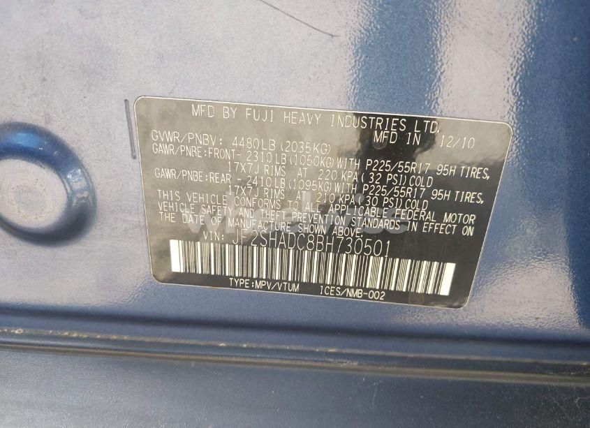 Photo 9 of 2011 Subaru Forester 2.5X PREMIUM (VIN JF2SHADC8BH730501)